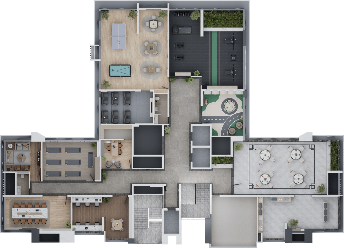 Amenities floor plan layout at Altus Grande