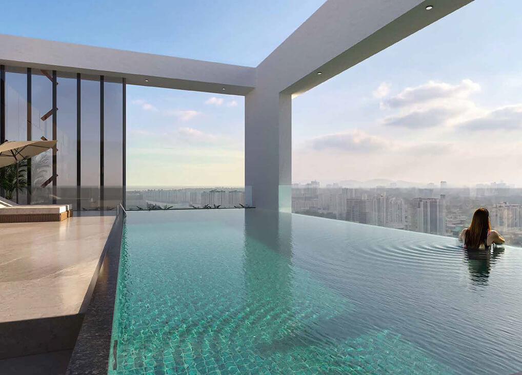 Rooftop deck and lounge area at Altus Grande
